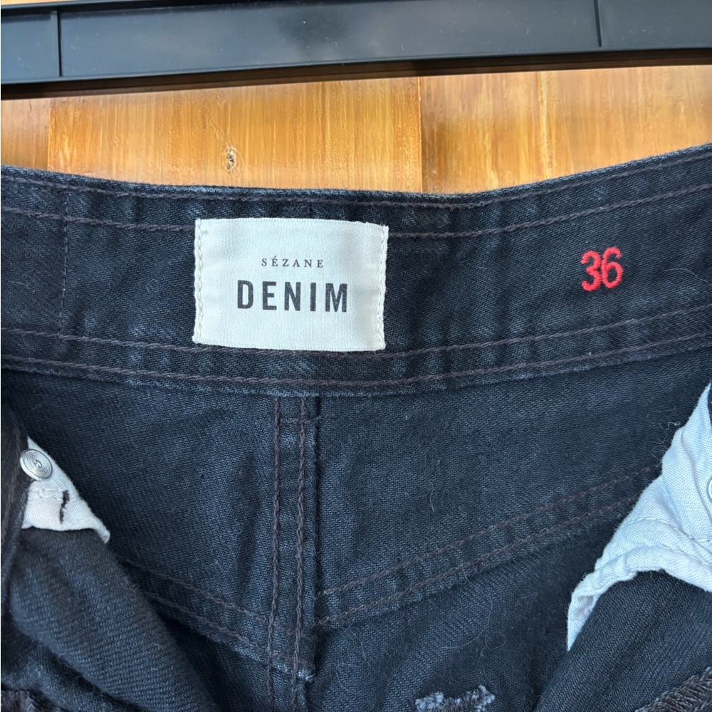 Sezane Women's High Rise Jeans - Black Le Crop - Picture 4 of 7